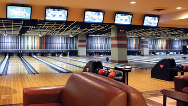 Meadows Lanes bowling alley with balls