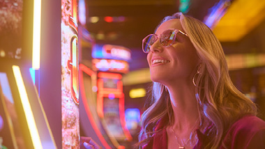 lady at slot machine